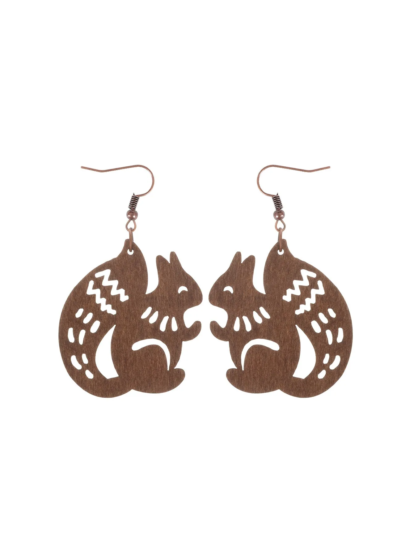Wholesale Hollow Wooden Squirrel Maple Leaf Personalized Retro Ethnic Style Earrings