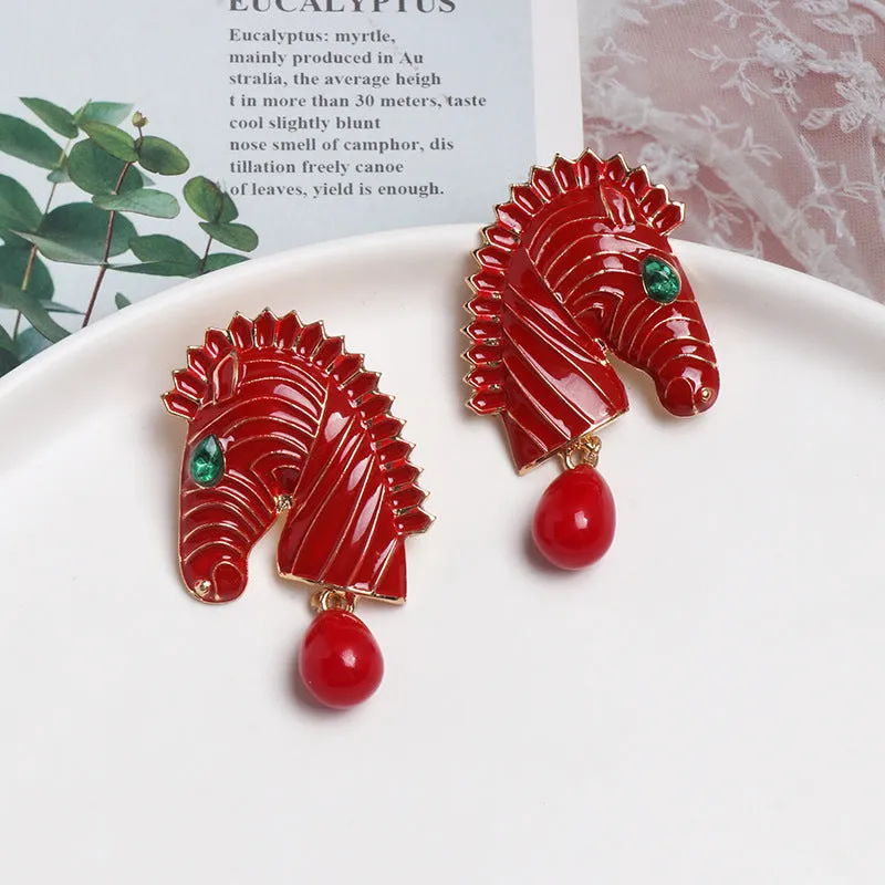 Wholesale Horse Pearl Alloy Earrings
