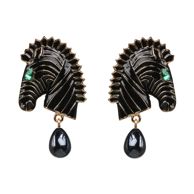 Wholesale Horse Pearl Alloy Earrings
