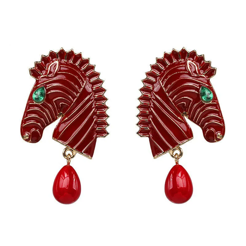 Wholesale Horse Pearl Alloy Earrings
