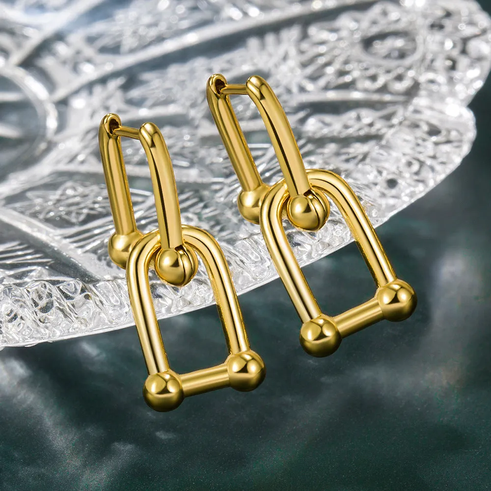 Wholesale Horseshoe Earrings Colorful Gold Earrings One Pair of Earrings