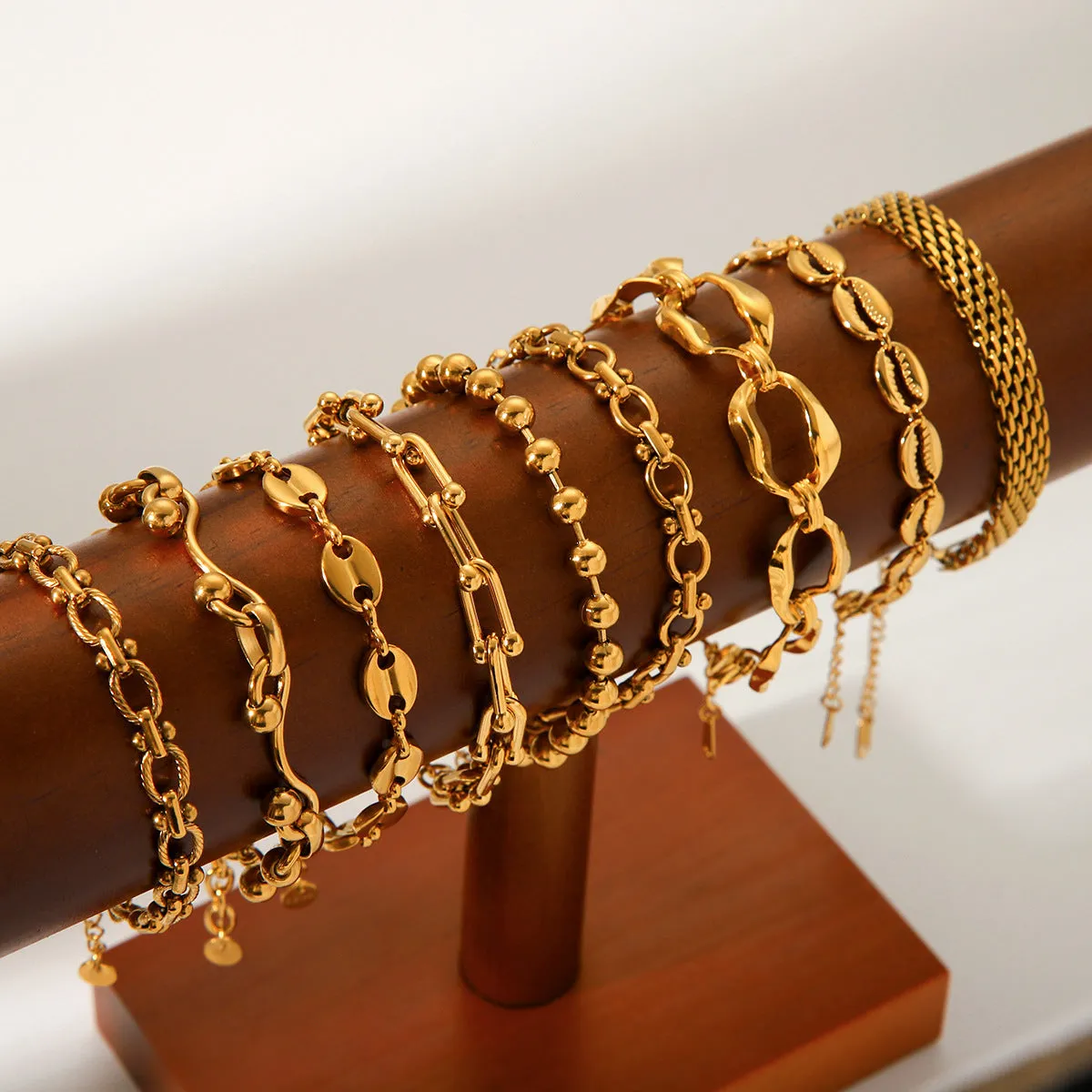 Wholesale Hot Selling 18K Gold Plated Bracelet Stainless Steel Bracelet Female INS Style Fashion Ball Ball Chain Handmade Chain Jewelry