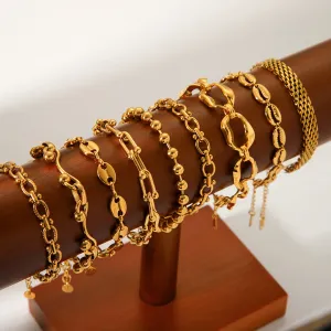 Wholesale Hot Selling 18K Gold Plated Bracelet Stainless Steel Bracelet Female INS Style Fashion Ball Ball Chain Handmade Chain Jewelry