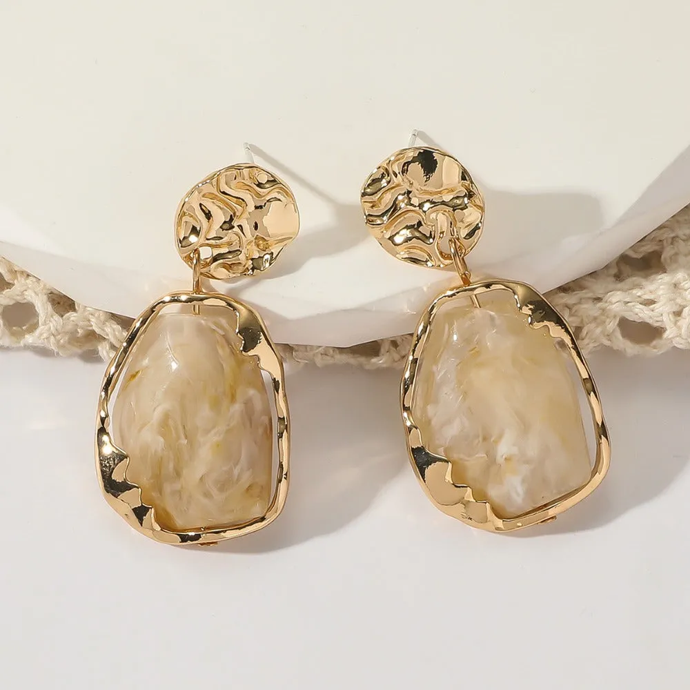 Wholesale Imitation Agate Gemstone Acrylic Vintage Exaggerated Earrings