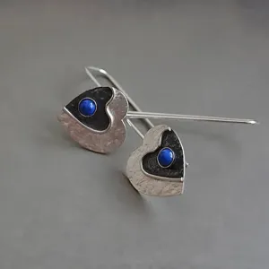Wholesale Imitation Lapis Heart Heart Vintage Alloy Earrings
