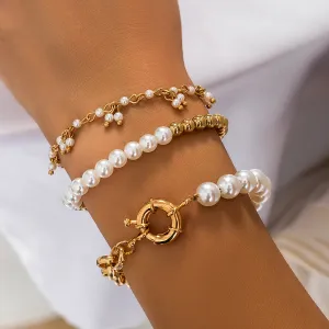 Wholesale Imitation Pearl Alloy Bracelet Set