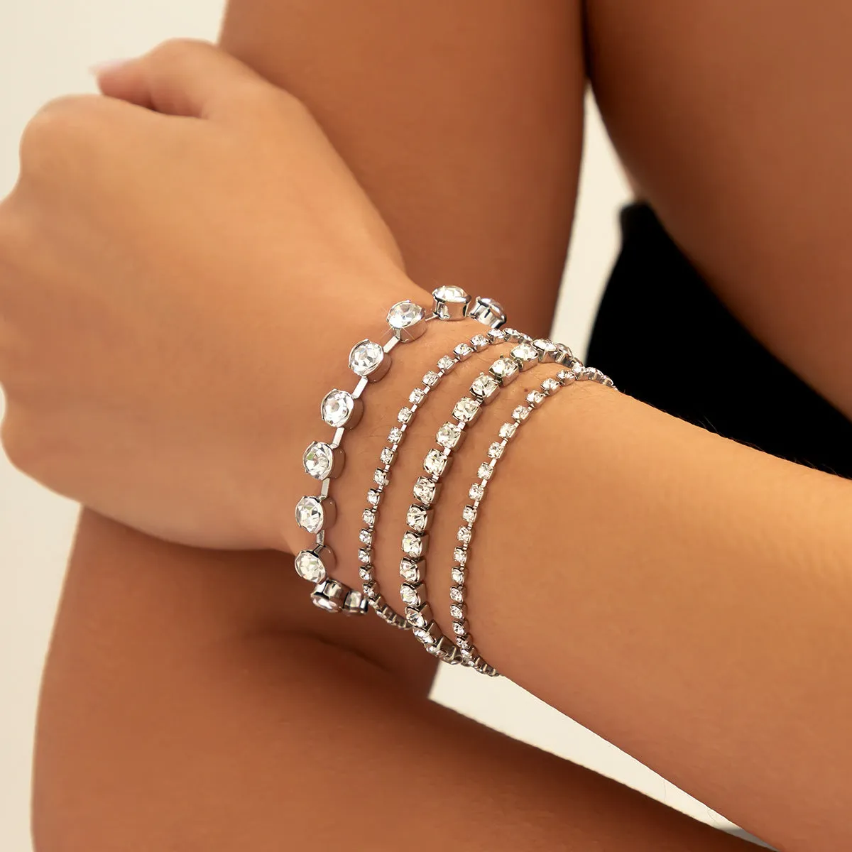 Wholesale Imitation Pearl Cross Chain Bracelet Set