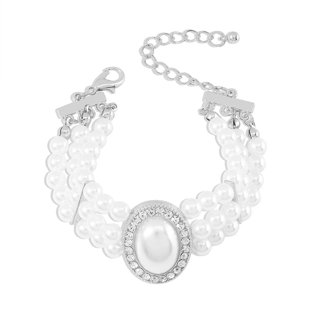 Wholesale Imitation Pearl Rhinestone Resin String Beads Bracelet