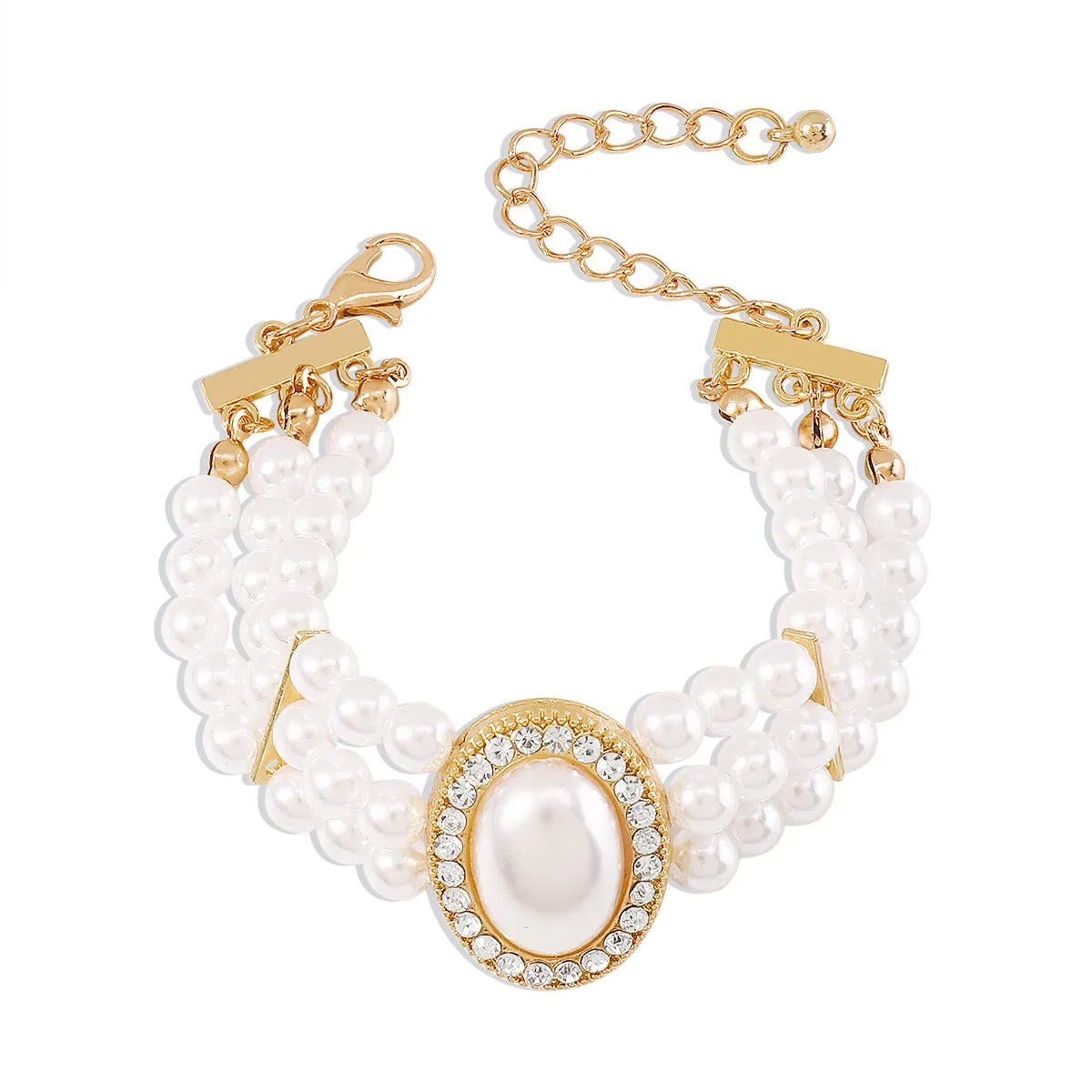 Wholesale Imitation Pearl Rhinestone Resin String Beads Bracelet