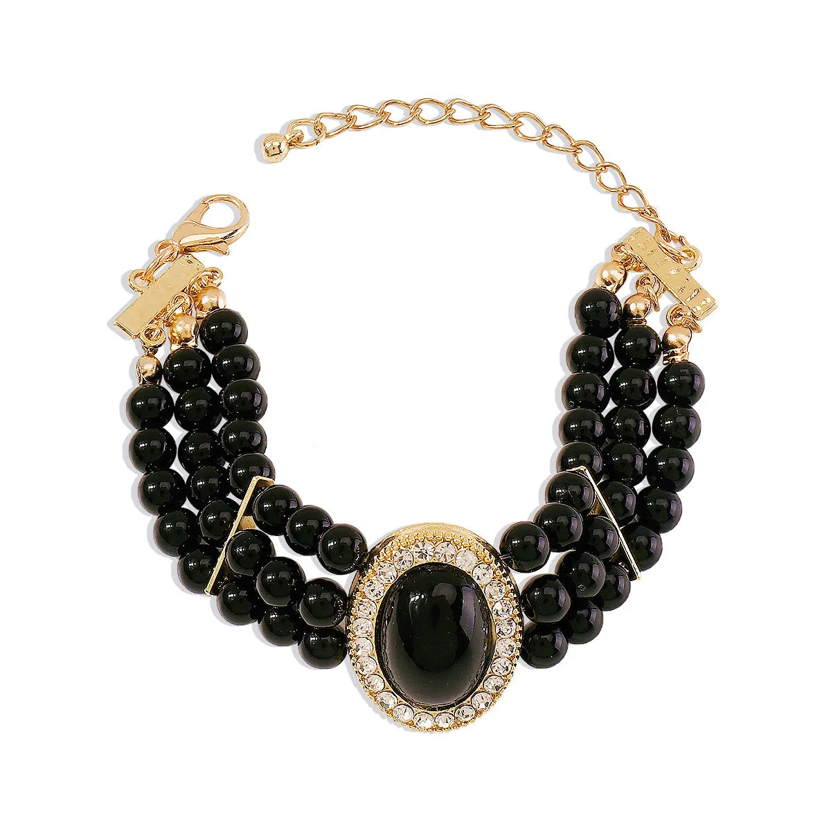 Wholesale Imitation Pearl Rhinestone Resin String Beads Bracelet