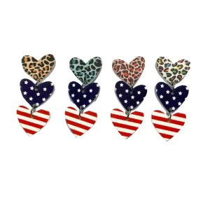 Wholesale Independence Day Acrylic Ear Heart Five-pointed Star Leopard Print Earrings