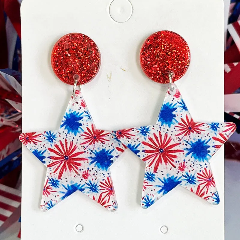 Wholesale Independence Day Flowers Cool Summer Acrylic Light Earrings Bohemia