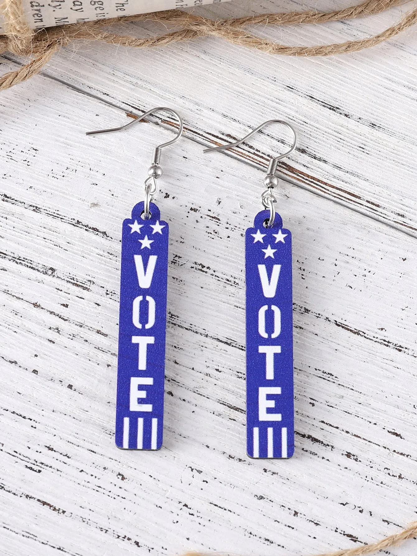 Wholesale Independence Day Personalized Double Sided Round Wooden Chip Earrings