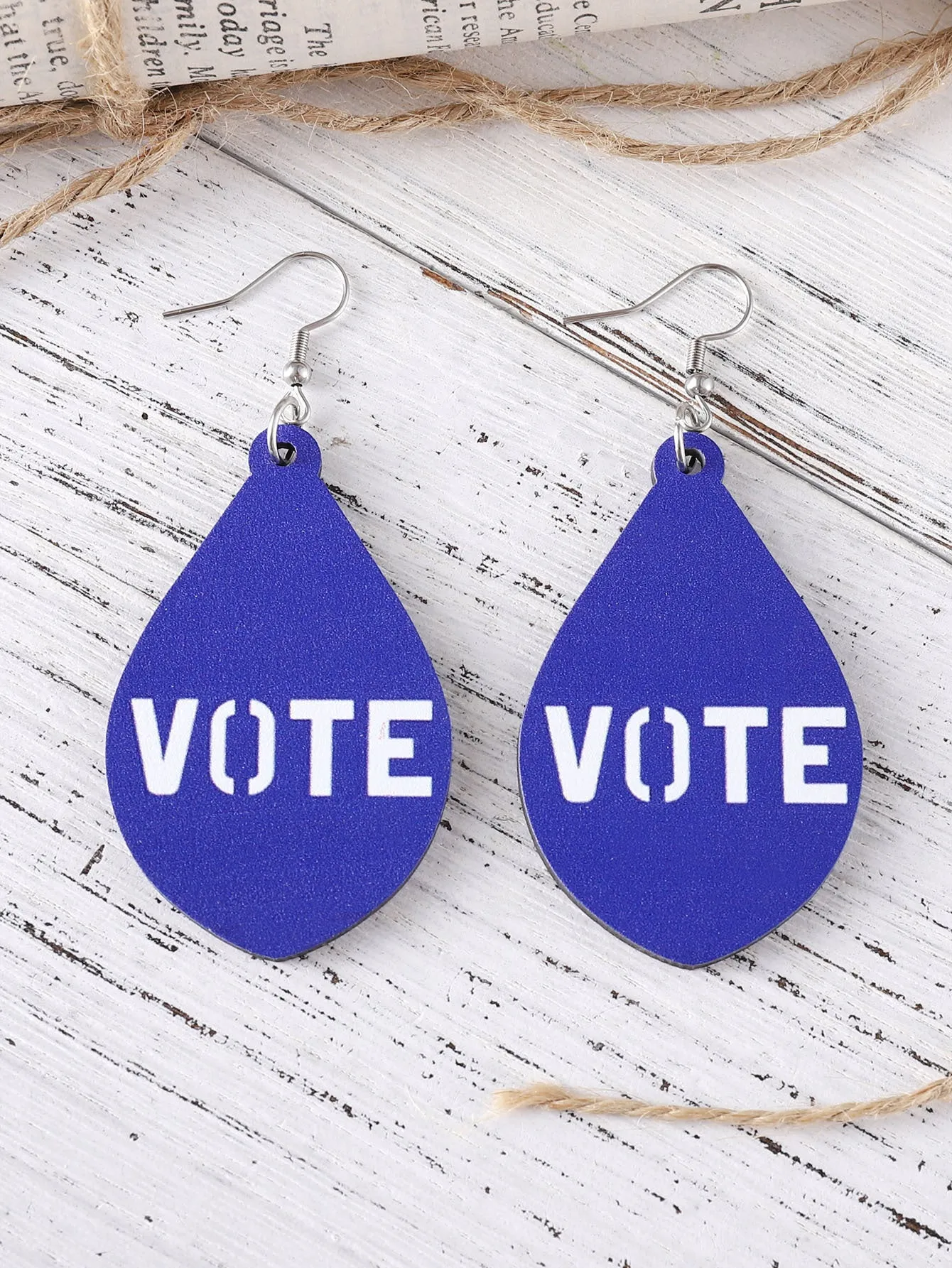 Wholesale Independence Day Personalized Double Sided Round Wooden Chip Earrings