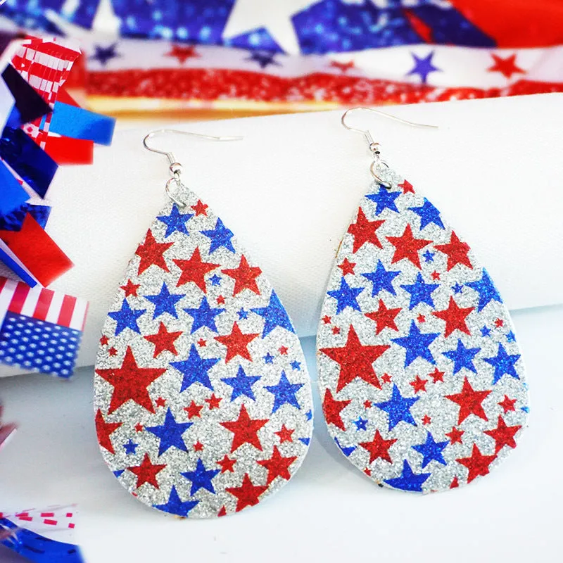 Wholesale Independence Day Sparkling Earrings Fireworks To Celebrate Love Drop-shaped Star Earrings
