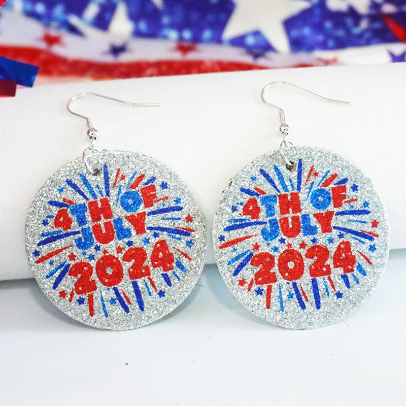 Wholesale Independence Day Sparkling Earrings Fireworks To Celebrate Love Drop-shaped Star Earrings