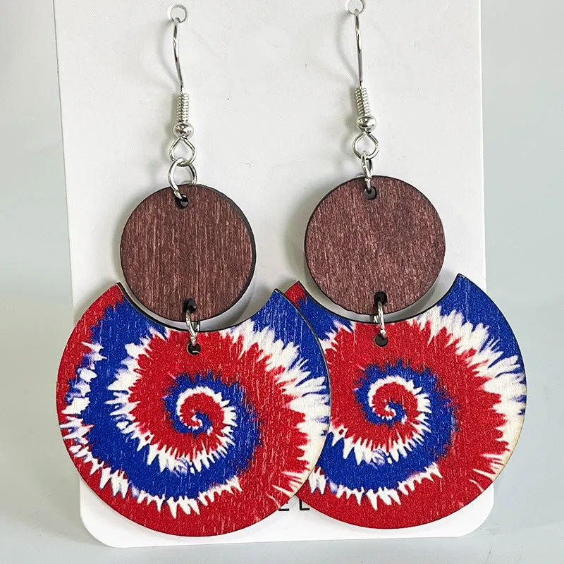Wholesale Independence Day Vintage Bohemian Natural Wood Casual Geometric Earrings