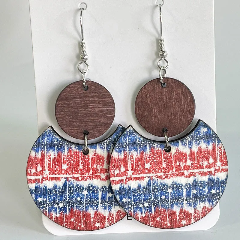 Wholesale Independence Day Vintage Bohemian Natural Wood Casual Geometric Earrings