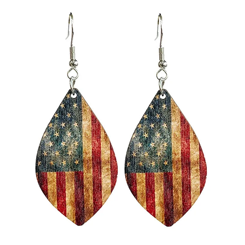 Wholesale Independence Day Vintage Bohemian Natural Wood Casual Geometric Earrings