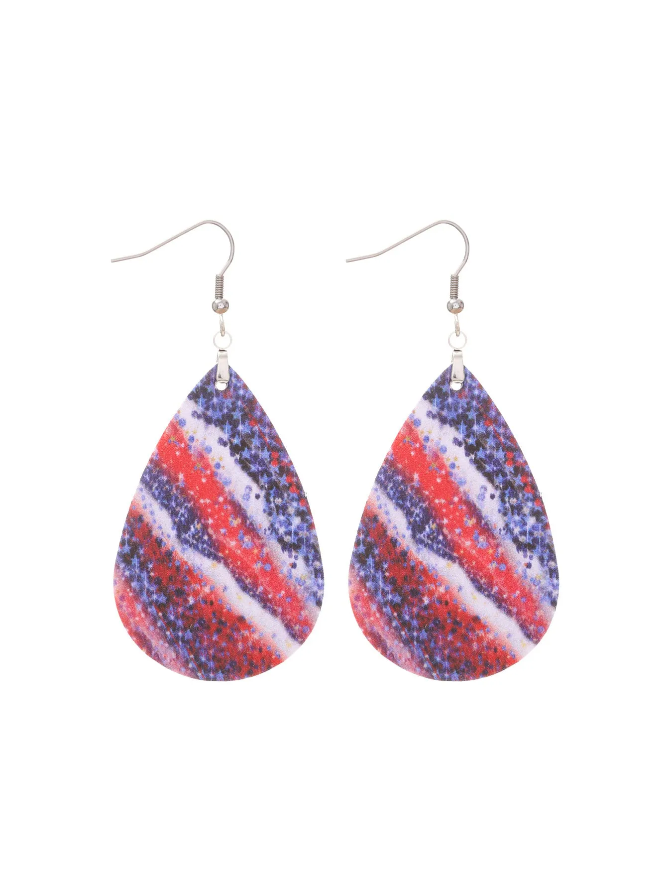 Wholesale Independent Day Stripe Star Water Drops American PU Leather Ear Ring