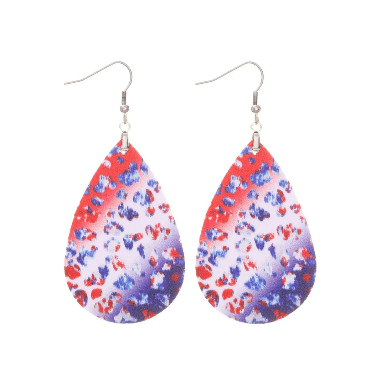 Wholesale Independent Day Stripe Star Water Drops American PU Leather Ear Ring