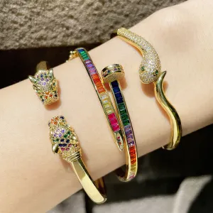 Wholesale Inlaid Colored Zircon Nail Copper Bracelets