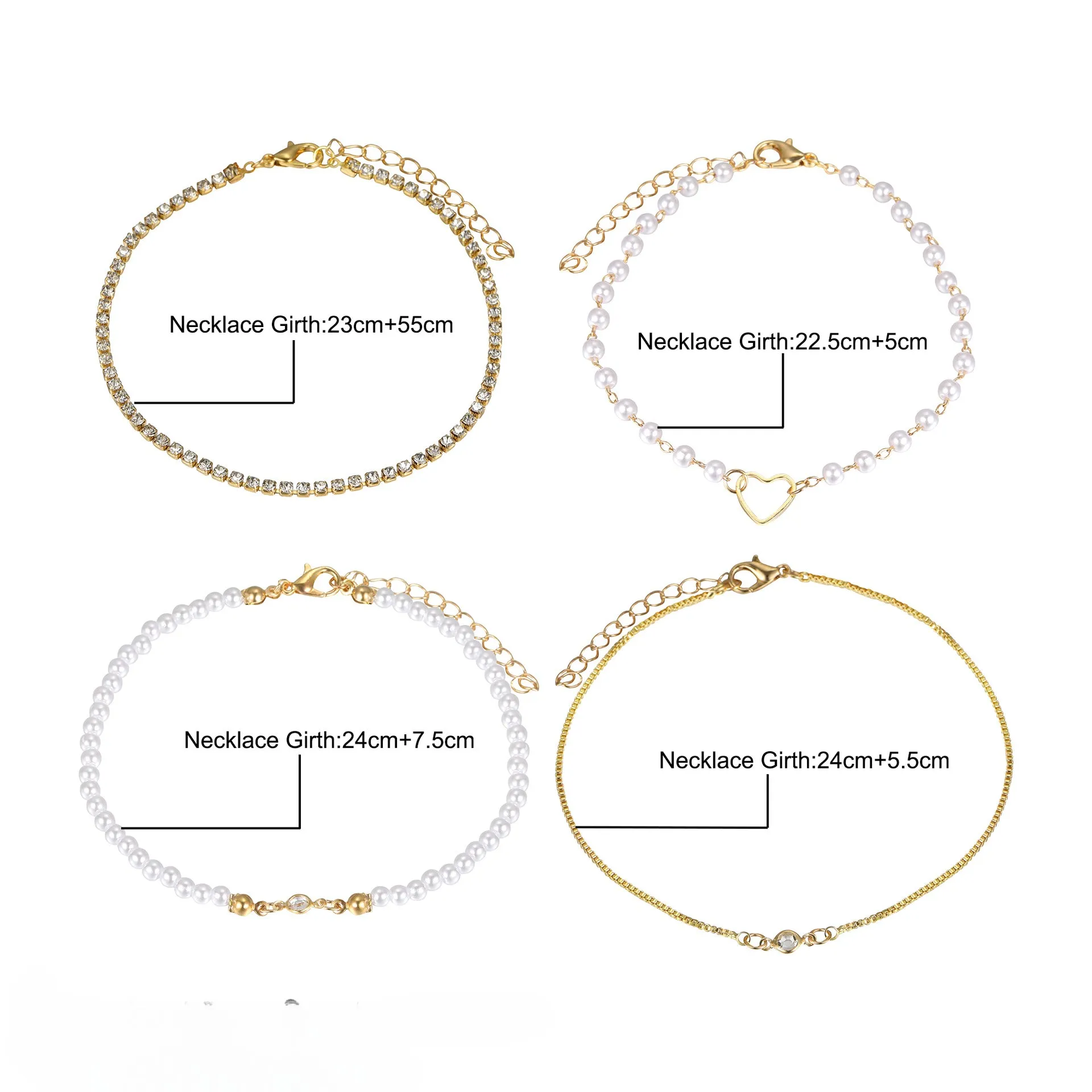Wholesale Inlaid Diamond Hollow Peach Heart Pearl Alloy Bracelet Set