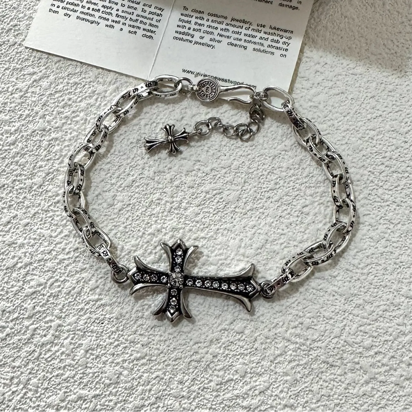 Wholesale ins cold antique silver plated love crown cross flower bracelet
