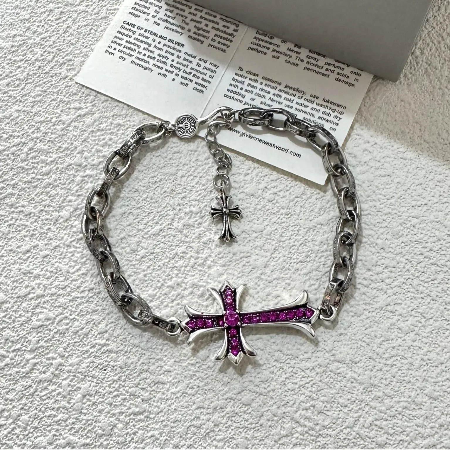 Wholesale ins cold antique silver plated love crown cross flower bracelet