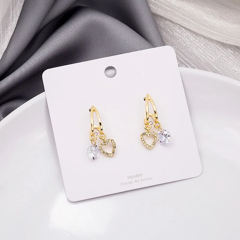 Wholesale ins personality retro French flower heart earrings