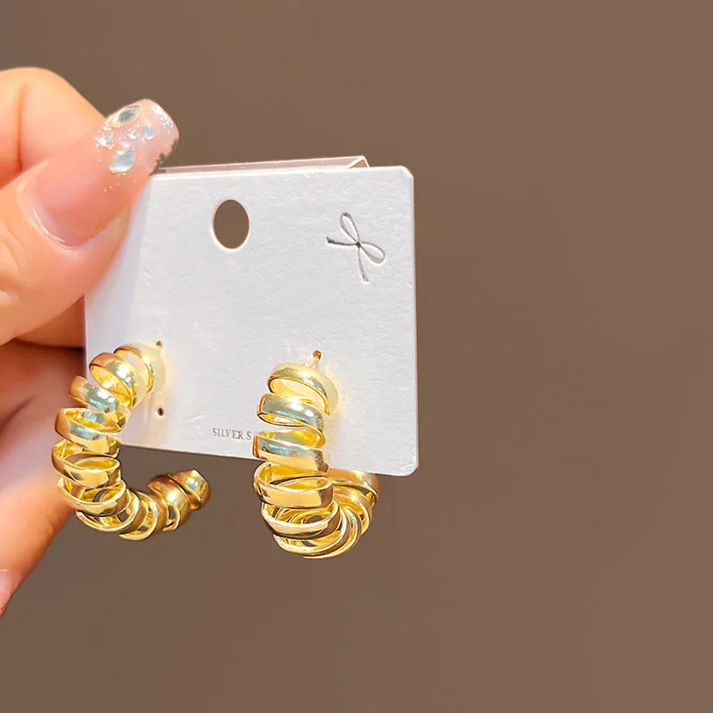 Wholesale ins personality retro French flower heart earrings