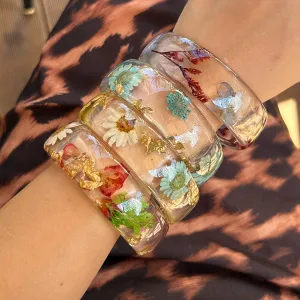 Wholesale Ins Style Flower Transparent Wide Bracelet