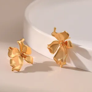 Wholesale Irregular Floral Shape Gold Plated Earrings