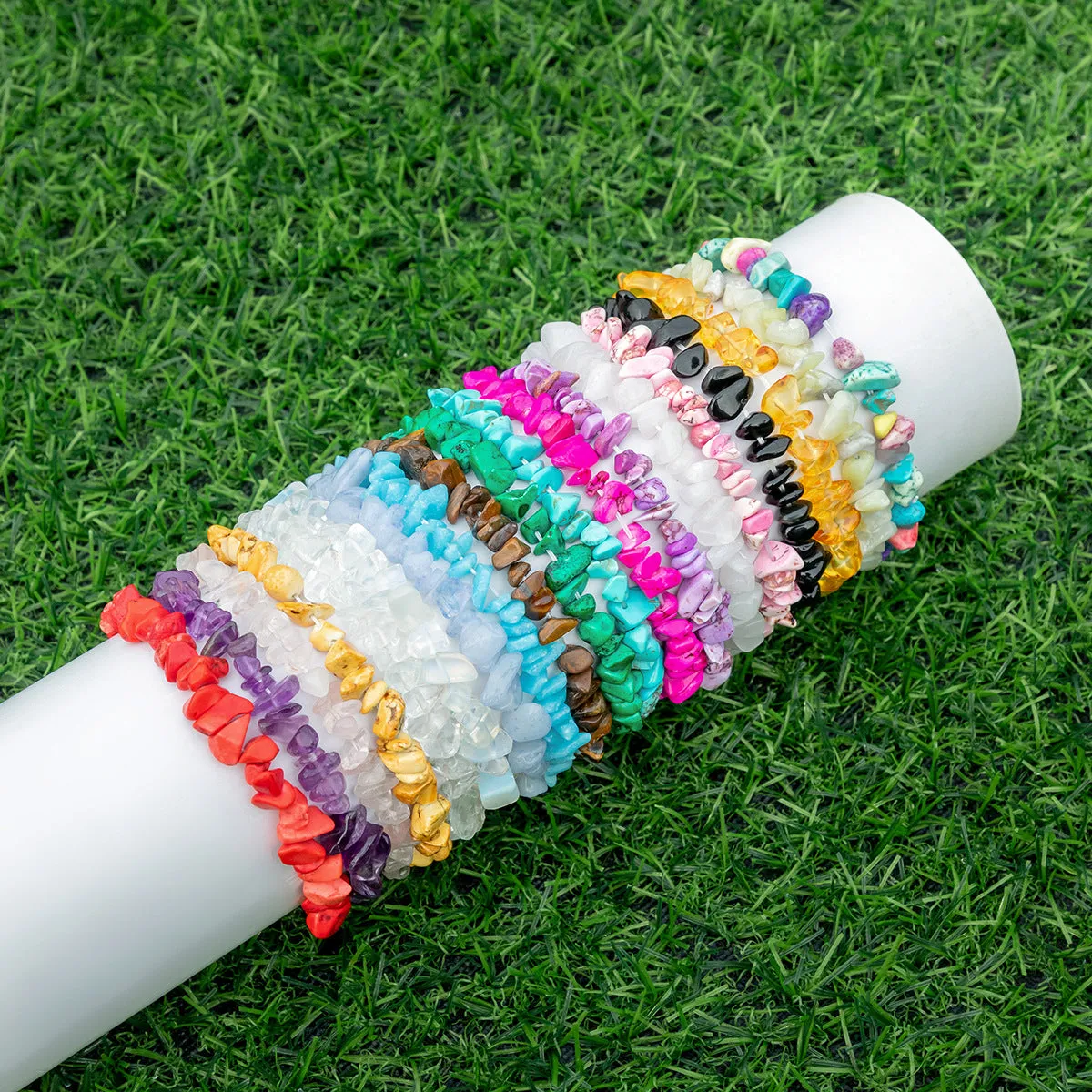 Wholesale Irregular Geometric Colored Crushed Stone Bracelet