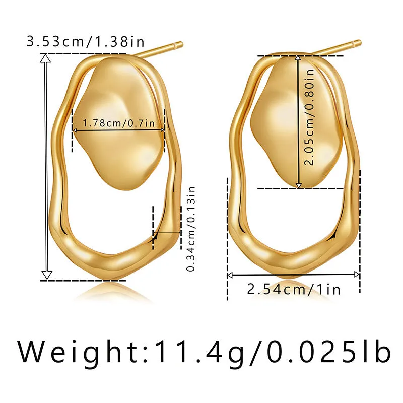 Wholesale Irregular Pleated S925 Silver Needle Round Vintage Gold-plated Earrings