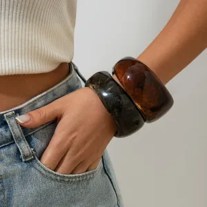 Wholesale irregular resin wide geometric halo brown bracelet