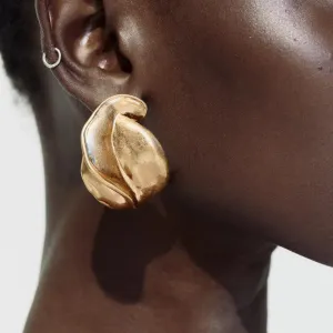 Wholesale Irregular Retro Geometric Flower Bud Metal Earrings