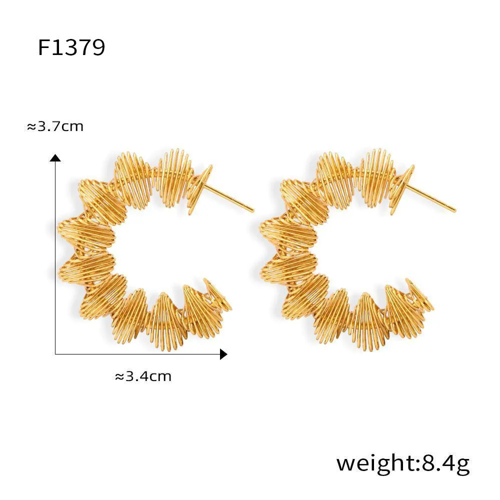 Wholesale Irregular Titanium Steel Gold Plated Geometric C Shape Wrap Line Earrings