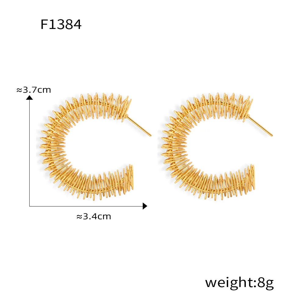 Wholesale Irregular Titanium Steel Gold Plated Geometric C Shape Wrap Line Earrings