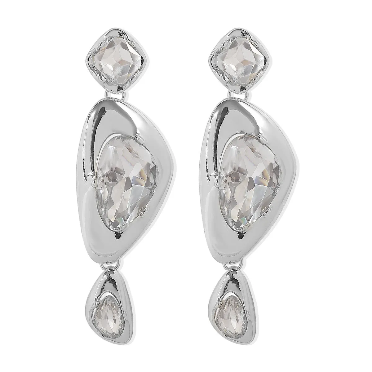 Wholesale Irregular Zircon Geometric Alloy Earrings