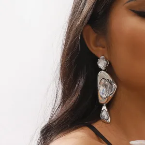 Wholesale Irregular Zircon Geometric Alloy Earrings