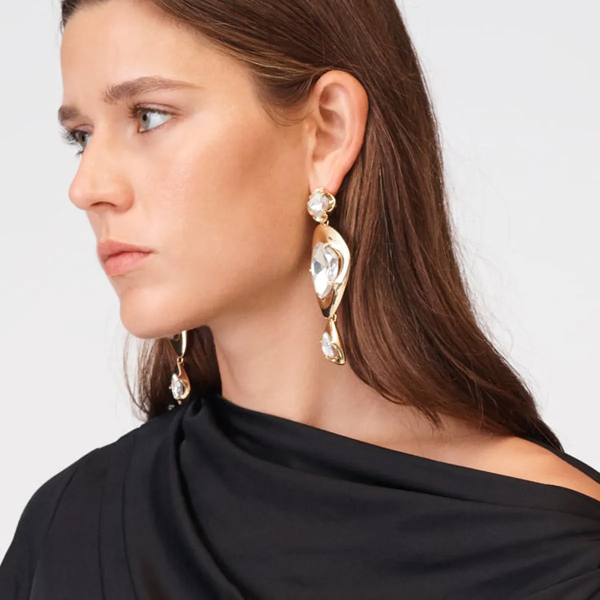 Wholesale Irregular Zircon Geometric Alloy Earrings