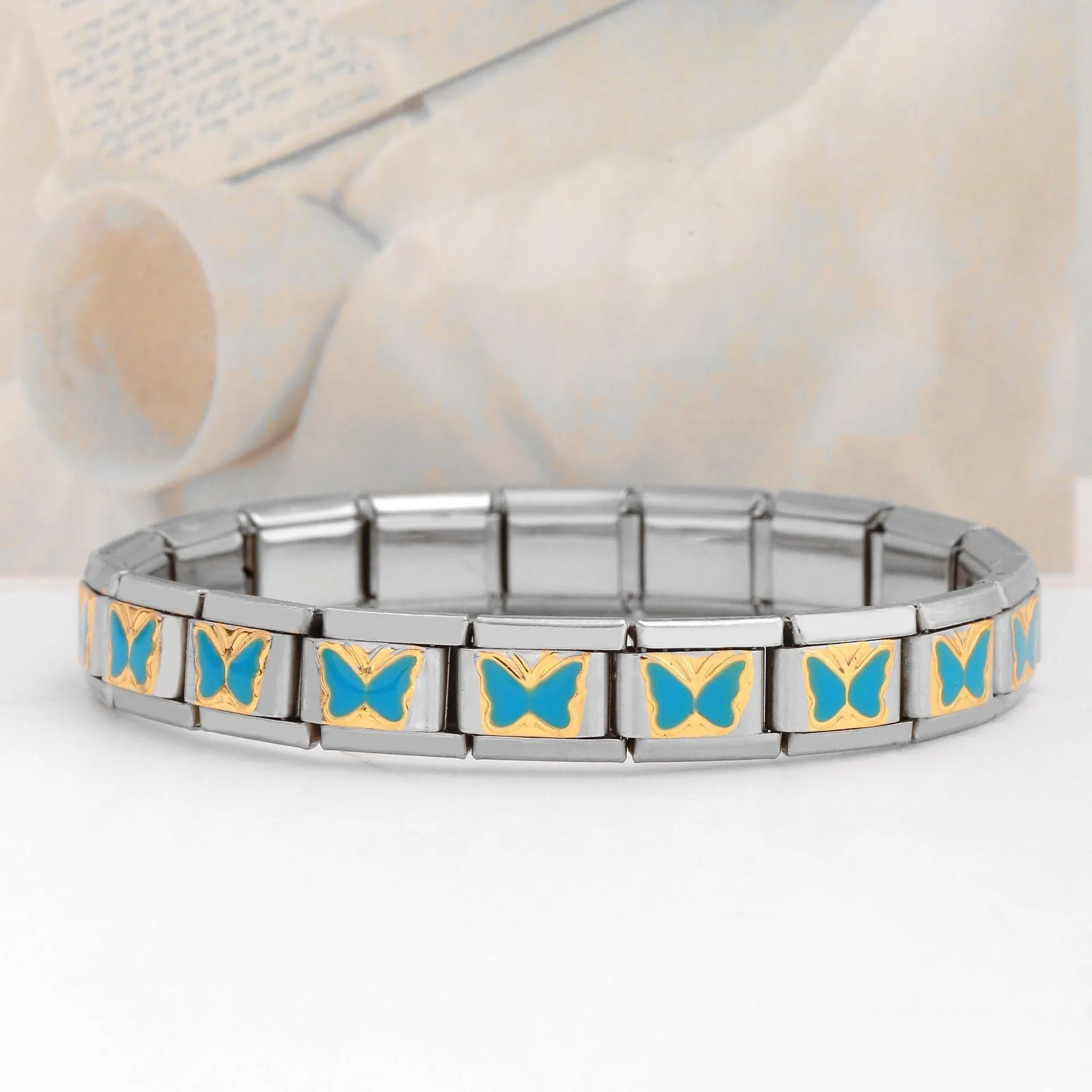 Wholesale Italian Charm Bracelet Stainless Steel Butterfly Series Bracelet Accessories Charms