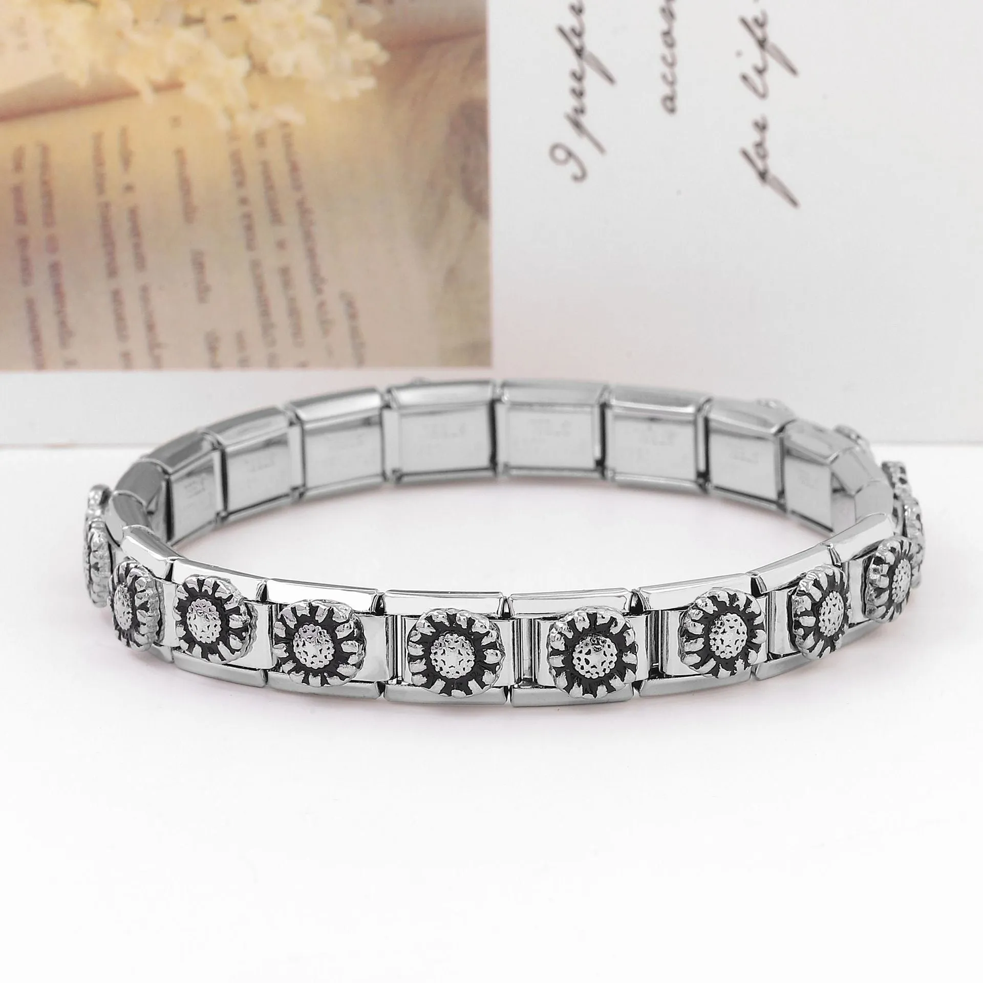 Wholesale Italian Charm Bracelet Stainless Steel Double Piece Red Heart Petal Colored Bracelet Accessories Charms