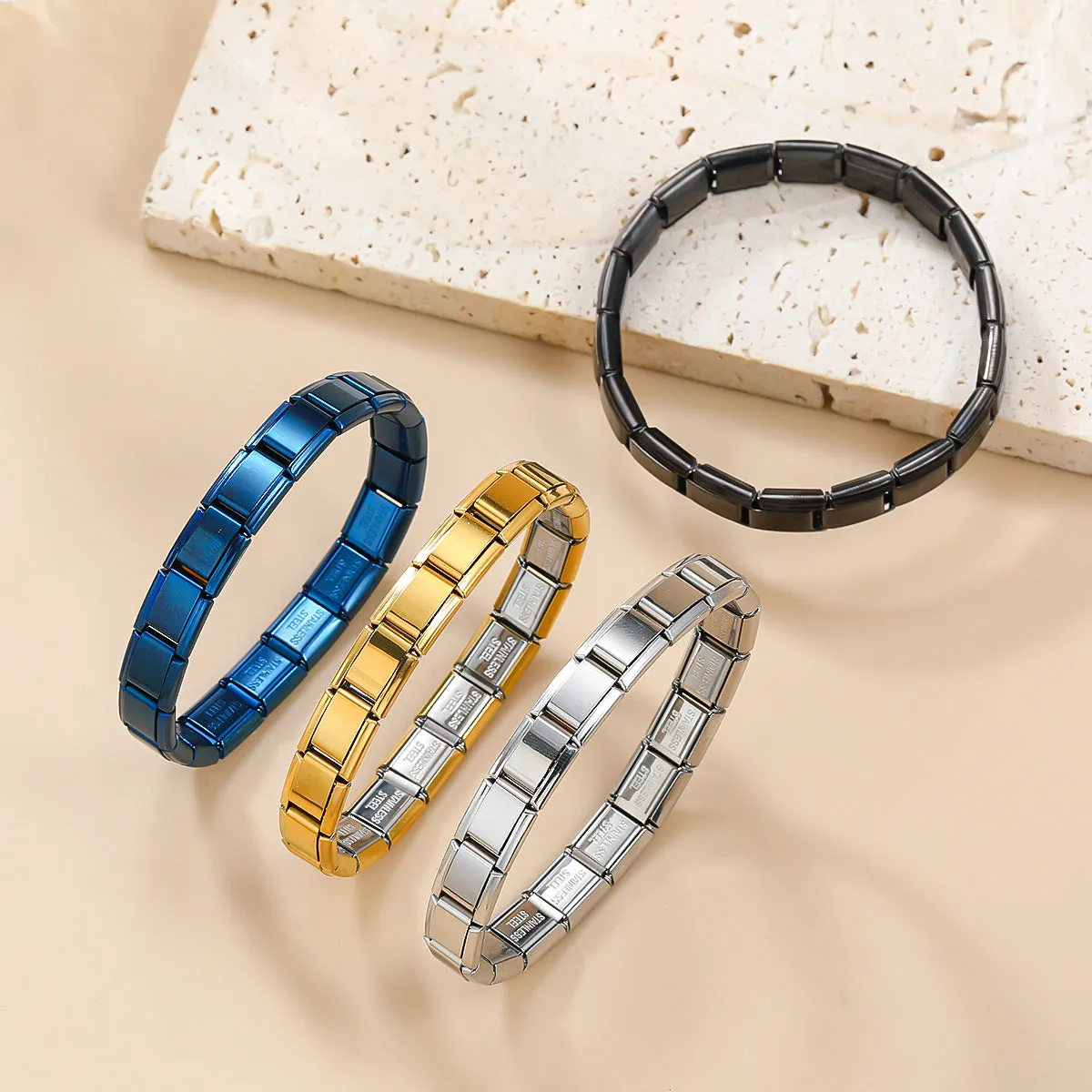 Wholesale Italian Modular Stretch Watch Strap 9MM Detachable Spliced Titanium Steel Bracelet