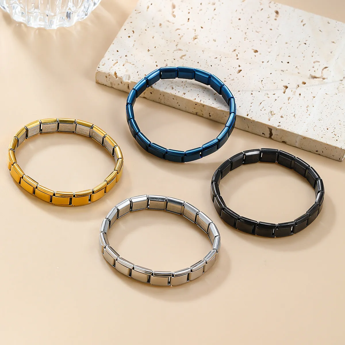 Wholesale Italian Modular Stretch Watch Strap 9MM Detachable Spliced Titanium Steel Bracelet