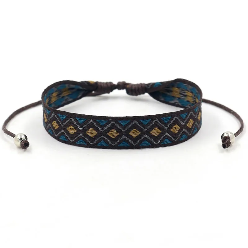 Wholesale Jacquard Geometric Polyester Bracelet