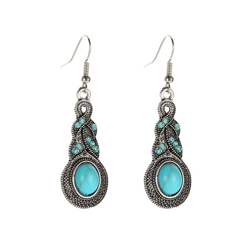 Wholesale Jewelry Bohemian Turquoise Alloy Earrings Set