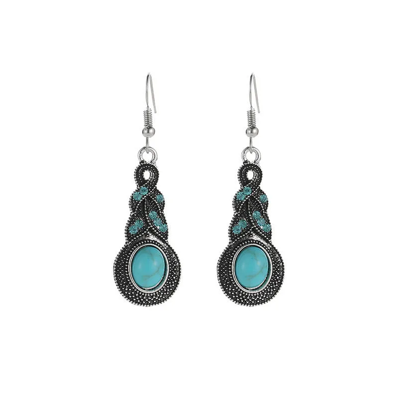 Wholesale Jewelry Bohemian Turquoise Alloy Earrings Set
