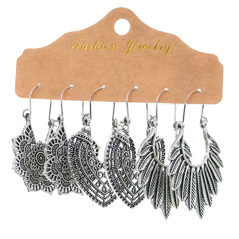 Wholesale Jewelry Hollow Out Vintage Mosaic Flower Alloy Earrings